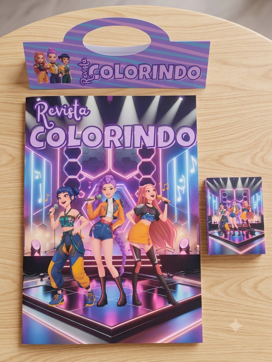 Kit Revista Colorir Guerreiras do K-pop